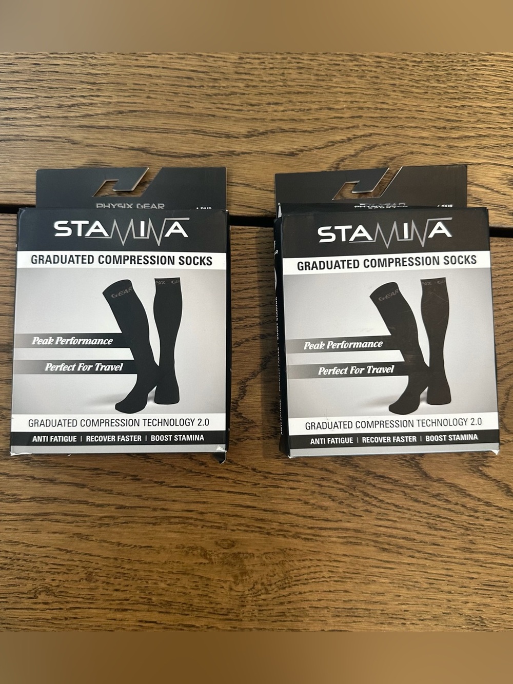 Physix Gear Stamina Graduated Compression Socks 20-30 mmHg Black L/XL 2 Pairs